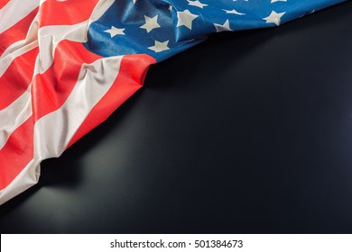 American Flag On Dark Background