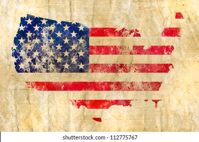 American Flag On A Map Of The USA