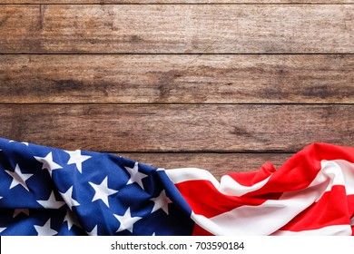 American flag on a old wooden