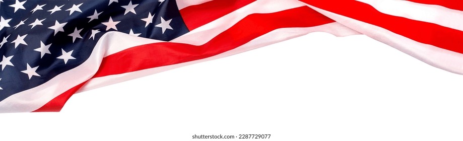 American flag on white background - Powered by Shutterstock