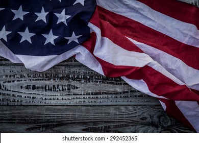 American Flag On Wood Background ( Filtered Image Processed Vintage Effect. )