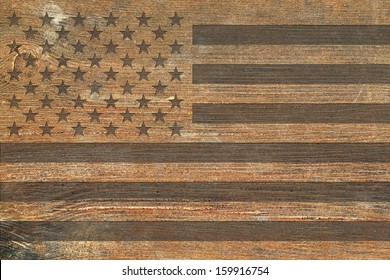 Similar Images, Stock Photos & Vectors of American flag on a wooden