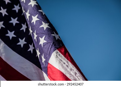 American Flag Over Blue Sky