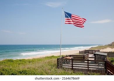 American Flag Over Kill Devil Hills Beach