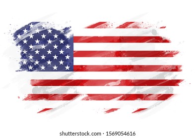 American Flag Painted With Brush