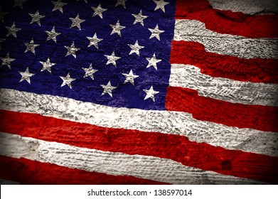 American flag painted Grunge