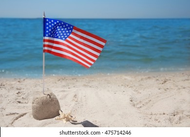 American Flag Sand Castle On Beach Stock Photo 475714246 | Shutterstock