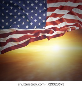 American flag in the sky