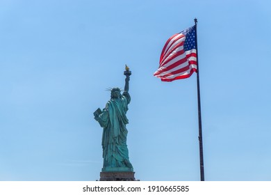 American Flag and Statue of Liberty