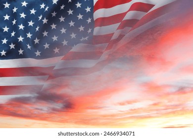 American flag in sunrise sky - Powered by Shutterstock