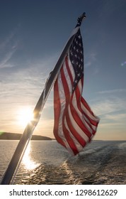 American Flag At Sunset