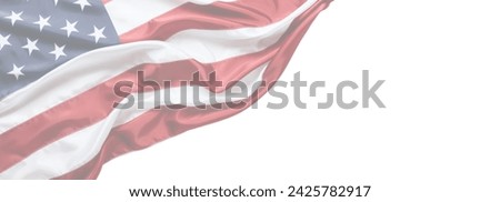 American flag transparent on the entire image, size 21:9, space for copying text and advertising.