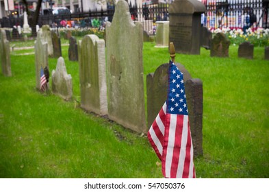 American Flag At The Trinity Church Cemetery