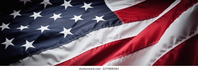 American flag of the United States of America. Waving stars and stripes banner - Powered by Shutterstock