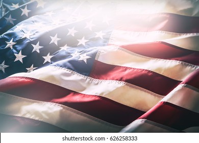 American flag waving in the wind. - Shutterstock ID 626258333