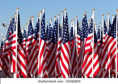 American Flags During 4th Of July Parade