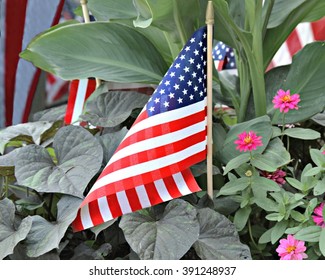 American Flags in a flower pot