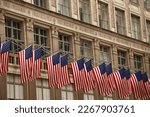 American  flags on Fifth Avenue in Midtown Manhattan in New York, USA
