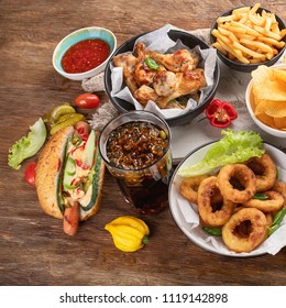  American food. Fast food. Top view - Shutterstock ID 1119142898