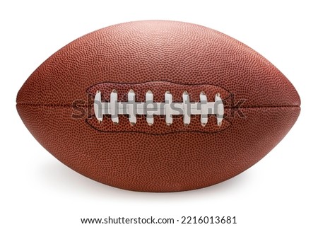 American football ball isolated on white background, Leather American football ball sports equipment on white With work path.