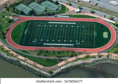 American Football Field Aerial View Panorama