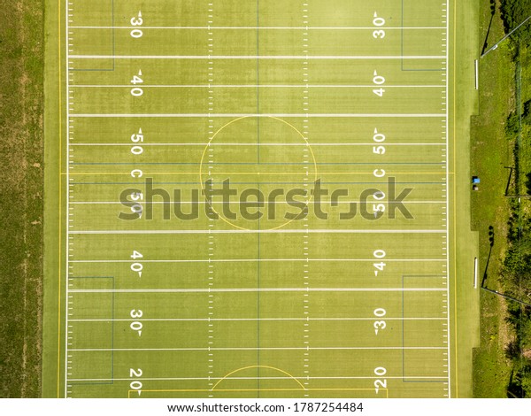 American football field\
view from above.