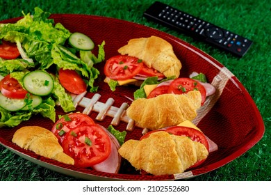 American Football Game Concept. Catering Fresh Meal For Fan Of Football Game.