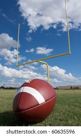 American Football With The Goal Posts Or Uprights In The Background