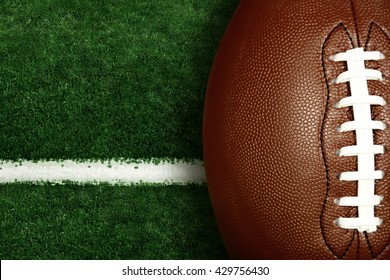 American football on football field background