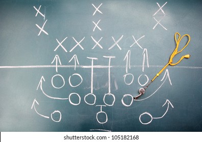 American Football Plan On Blackboard