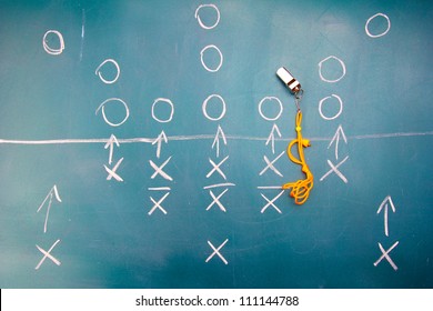 American Football Plan On Blackboard