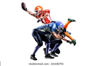 American football player in action on the olympic stadium