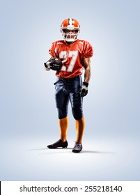 American football player in action white on isolated