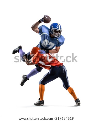 american football player in action white isolated