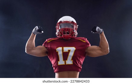 American football player banner with neon colors. Template for bookmaker ads with. Mockup for betting advertisement. Sports betting, football betting, gambling, bookmaker, big win - Powered by Shutterstock