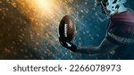 American football player banner. Template for a sports magazine, website, outdoor advertisement with copy space. Mockup for betting ads.