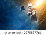 American football player banner. Template for a sports magazine, website, outdoor advertisement with copy space. Mockup for betting ads.