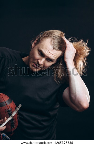American Football Player Blonde Loose Hair Stock Photo Edit Now