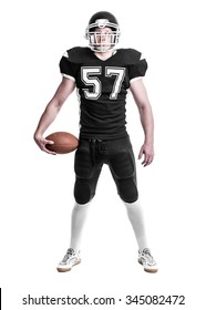 American Football Player  Isolated On White Background.