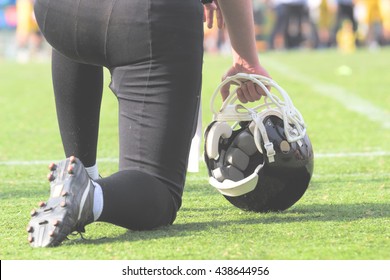 American football player preparing to join the game. - Powered by Shutterstock
