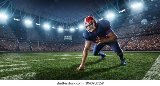 American Football Player In Professional Sport Stadium