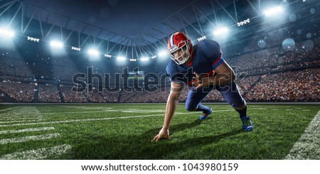 American football player in professional sport stadium