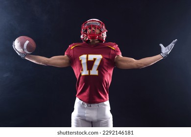 American football player. Template for bookmaker ads with. Mockup for banner with betting advertisement. Sports betting, football betting, gambling, bookmaker, big win - Powered by Shutterstock