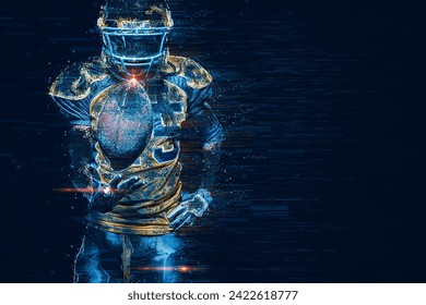 American football player. Template for sports ads with copy space. Pixels design - Powered by Shutterstock