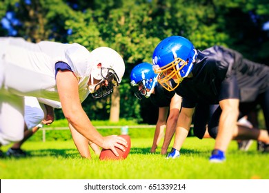 American Football Players Facing Each Other
