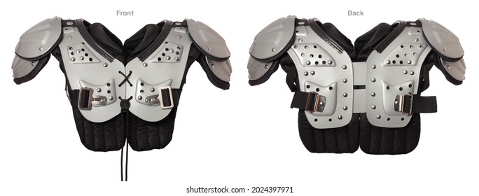 American football shoulder pads with front and back views isolated on white background - Powered by Shutterstock