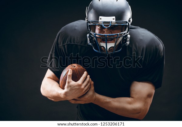 American Football Sportsman Player Black Outfit Stock Photo Edit Now