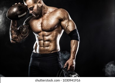 American football sportsman player isolated on black background - Powered by Shutterstock