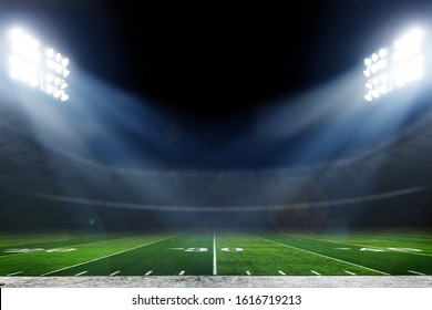 American football stadium with bright lights