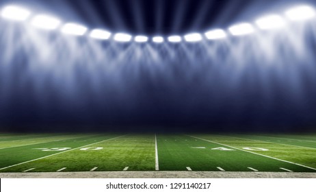 American Football Stadium Low Angle Field View